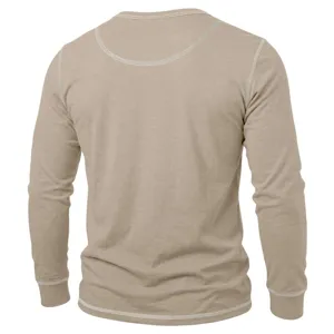 Men's casual long sleeve t shirt with contrast stitching, comfortable and stylish fit.