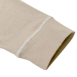 Close-up detail of men's long sleeve shirt cuff, featuring neat contrast white stitching.