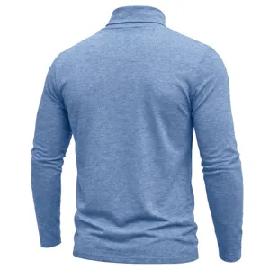 Herren blauer langarm Rollkragen Pullover schmale Passform Oberteil Herbst Winter Ansicht