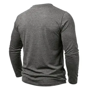 T-shirt manches longues gris fonce homme vue arriere haut basique decontracte vetement quotidien