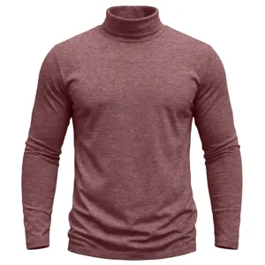 Herren Herbst Winter langarm Rollkragen slim fit Strickpullover weinrot elegante Top
