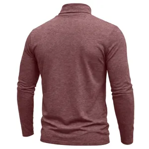 Herren Langarm Rollkragenpullover in Weinrot Melierten, bequeme Slim Fit Oberbekleidung Herbst.