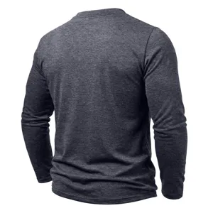 T-shirt a manches longues melange gris fonce pour hommes pull top basique casualwear.
