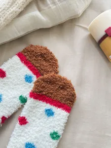 Calzini da notte spessi in morbido pile corallo da donna caldi calzini invernali con pois