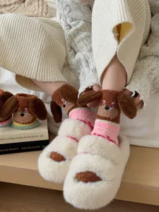 Simpatici calzini soffici bassotto donna, calze spesse peluche calde inverno casa sonno.