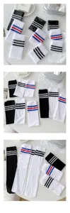 Women velvet calf socks Japanese JK student style three stripe high tube socks spring summer