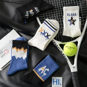 Heren Casual Sport Katoenen Sokken Ins Trendy Middelhoge Buis Ademende Basketbalsokken