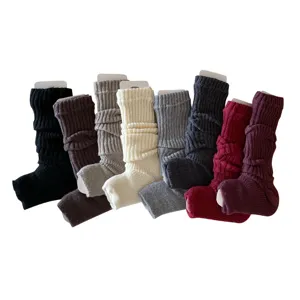 Knitted leg warmers for women winter y2k style slouch socks multi-color boot cuffs