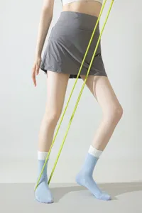 Women non-slip professional yoga socks pilates mid-tube fitness sports socks breathable grey blue