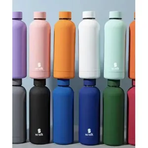 Colorful 304 stainless steel insulated water bottles in various vibrant matte finishes