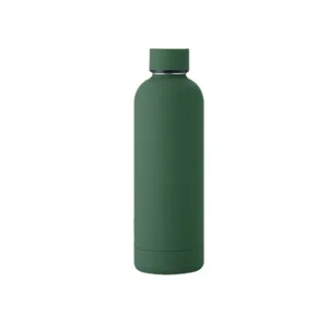 Matte dark green 304 stainless steel insulated water bottle for outdoor sports use