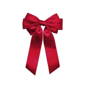 Grande barrette à cheveux nœud en satin rouge à trois couches, accessoire élégant pour femme