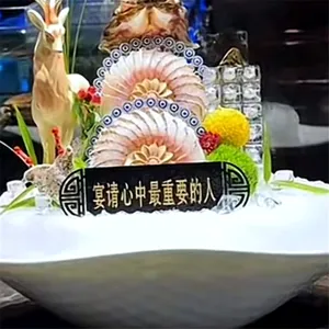 Detail view of Evil Eye ornaments and decorative plaque for premium sashimi presentation