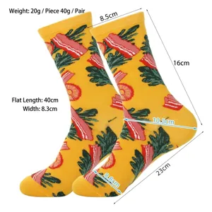 Detaillierte Größen- und Gewichtsmessungen für kreative gelbe Sushi-Baumwollsocken