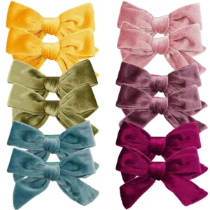 Set of multi-colored velvet bow hair clips for girls' autumn/winter accessories