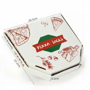 Kreative Pizza-Socken-Verpackung mit Maßen 23,2x20,5x3,5 cm und einem Gesamtgewicht von 232,5 g