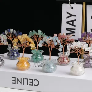 Handgemaakte miniatuur natuurlijke kristallen geldbomen voor bureau en decoratie