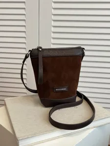Brown suede crossbody phone bag for women minimalist small shoulder bag chic designer handbag
