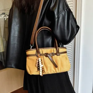Borsa sottoascella in camoscio stile retro donna grande capacita borsa a tracolla casual
