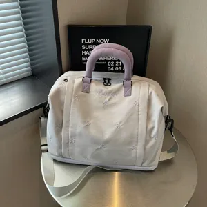Bolso de viaje de gran capacidad con bordado de lazo para viajes cortos y gimnasio