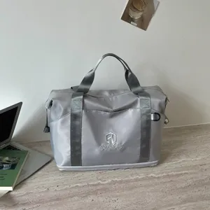 Grey travel duffel bag fitness sports handbag large capacity portable overnight gym bag