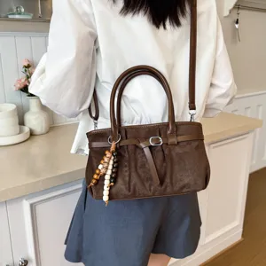Borsa a tracolla rétro slouchy da donna grande capacità borsa casual elegante borsa quotidiana