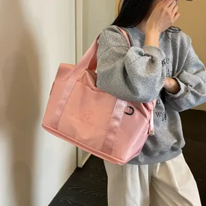 Pink travel duffel bag for women large capacity gym sports shoulder tote bag casual weekend