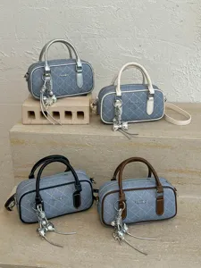 Damen Denim Schultertasche Kissen Tasche Mode Schick Handtasche Umhängetasche Set Neu