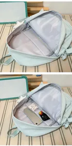 Mochila escolar azul claro para adolescentes, lindo diseño de lazo con gran espacio interior.