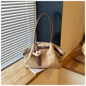Korean style pleated tote bag, chic shoulder bag for women, casual commuter handbag.