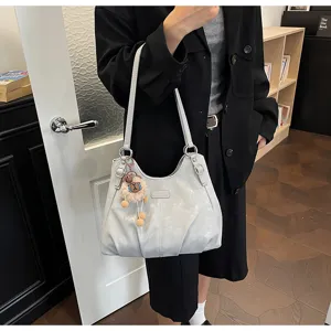 Borsa a tracolla retrò di grande capacità da donna, elegante borsa tote in pelle casual.