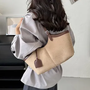 Women stylish vintage contrast color shoulder bag casual commuter underarm tote handbag