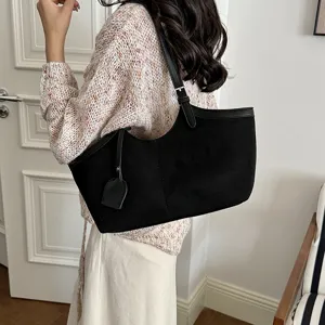 Fashion vintage women tote bag casual solid color PU leather single shoulder underarm handbag