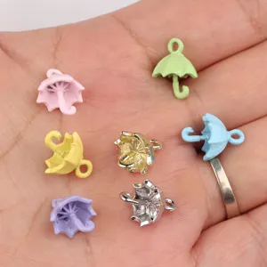 Colorful alloy enamel umbrella charms for DIY handmade bracelets, necklaces, and earrings.