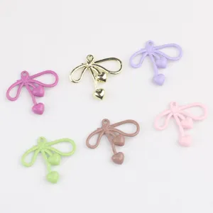 Colorful alloy bow heart charms for DIY bracelet necklace earrings jewelry making accessories.