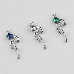 Ciondolo fiocco in zircone lega accessori fai da te gioielli, dettagli di pietre multicolore.