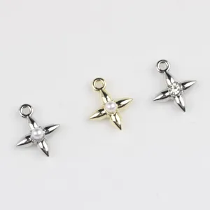 Pendentifs étoile en alliage DIY avec incrustation perle et zircon pour création de bijoux uniques.