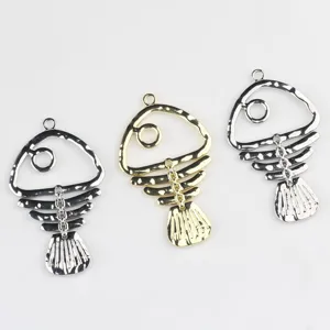 Alloy hollow fish skeleton pendant charm DIY bracelet necklace jewelry accessories.