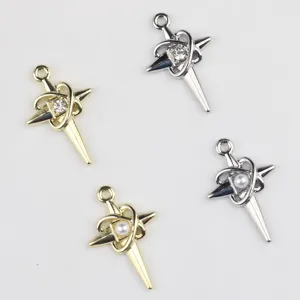 Ciondolo stella croce perla strass in lega accessori gioielli DIY per collana bracciale orecchini