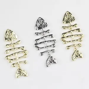 Metal alloy fish bone pendants DIY necklace bracelet earring charms accessories jewelry making