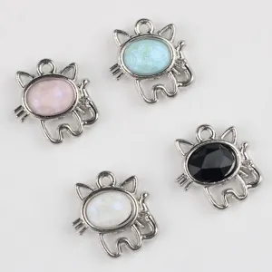 Legierung Harz Katze Anhänger Charms für DIY handgemachte Halsketten, Armbänder, Ohrringe.