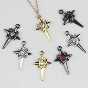 Ciondoli a Forma di Stella Incrociata e Pugnale in Lega di Zinco Con Zirconia Perla Artificiale per Fai da Te Gioielli Collana Orecchini