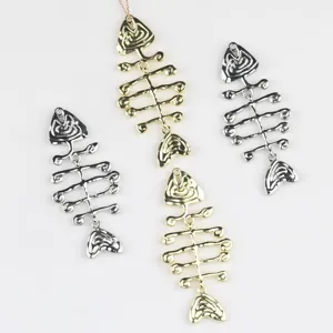 Fish Bone Charms Zinc Alloy Pendants For Necklace Bracelet Earring Making Electroplated DIY Jewelry Findings Accessories
