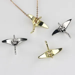 Simple Zinc Alloy Paper Crane Loose Beads Charms Electroplated DIY Jewelry Accessories For Necklace Bracelet Making Gold Silver