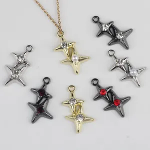 Breloques en Alliage Double Étoile Avec Strass Et Perle Artificielle Pour Accessoires De Fabrication De Bijoux Bricolage