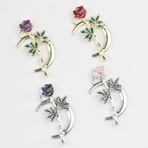Aleación esmalte rosa luna creciente dijes DIY joyería accesorios collar pulsera 4pcs
