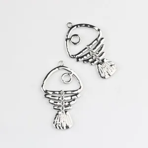Silver alloy hollow fish bone pendant DIY jewelry accessories for handmade necklaces
