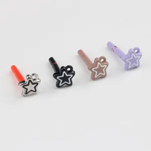 Detailed close-up shot of DIY star ear post jewelry accessories with colorful painted designs.