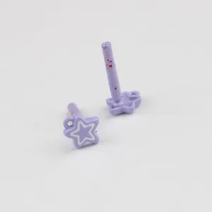 Purple painted star earring pins DIY metal jewelry making accessories components for crafts.