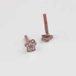 Enamel star stud earring pins with loop, pink alloy DIY handmade jewelry making findings